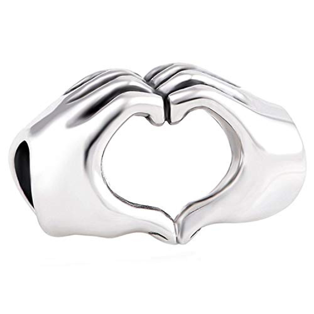 BE-371 Berloque Mãos Simbolizando Coração Amor em Prata
