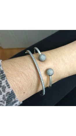 Bracelet Pavê ponteiras cravejadas Prata 925