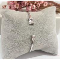 Bracelete Ponteiras Zirconias luxo Cristal  prata 925