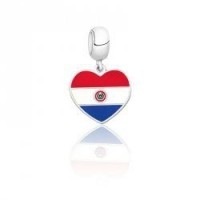 PG-164 Pingente I Love Paraguai  em Prata r Esmalte