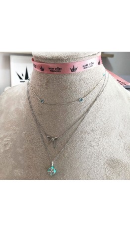 Gargantilha Riviera Azul Tiffany Prata 925 Zirconais 