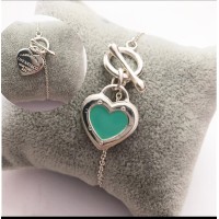 Pulseira Coração Tf verde Prata 925 e Esmalte 