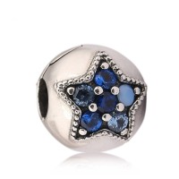 Trava clip Estrela cravejada Azul Prata 925 Trava clip Estrela cravejada Azul Prata 925