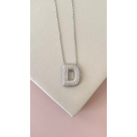 GARGANTILHA LETRA D PRATA 925 E ZIRCONIAS GARGANTILHA LETRA D PRATA 925 E ZIRCONIAS