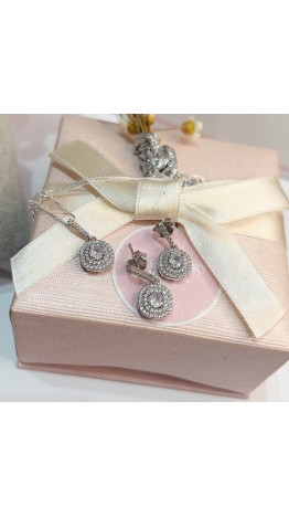 Conjunto Brincos & Gargantilha Prata 925