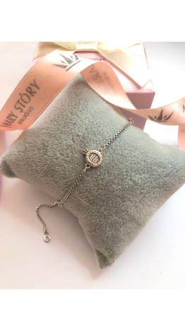 Pulseira Ajustável Coroa Cravejada Prata 925