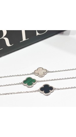 Pulseira  Van C. Trevo Prata 925  Murano 