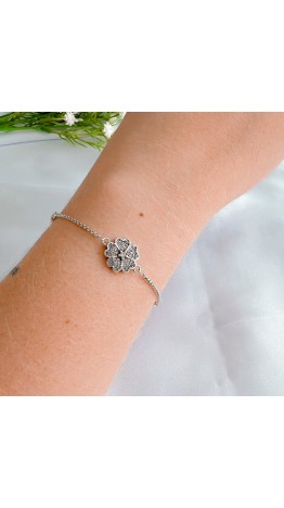 Pulseira  Margarida   Cravejada Zirconias coloridas Prata925