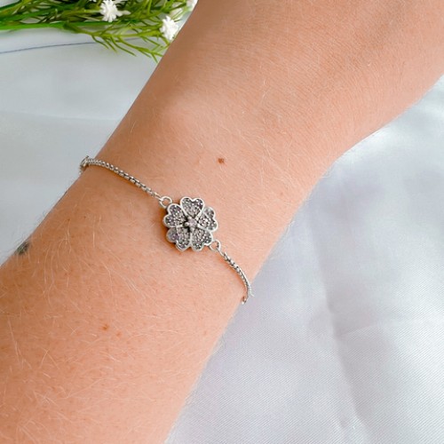 Pulseira  Margarida   Cravejada Zirconias coloridas Prata925