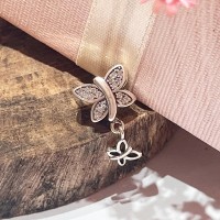 Berloque Borboleta Vintage Cravejada Prata 925