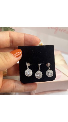 Conjunto Brincos & Gargantilha Prata 925