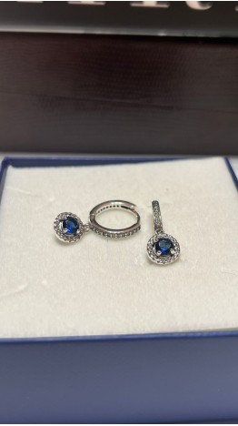 Brincos Argolas Brilhantes  azul Prata 925 e Zirconias 