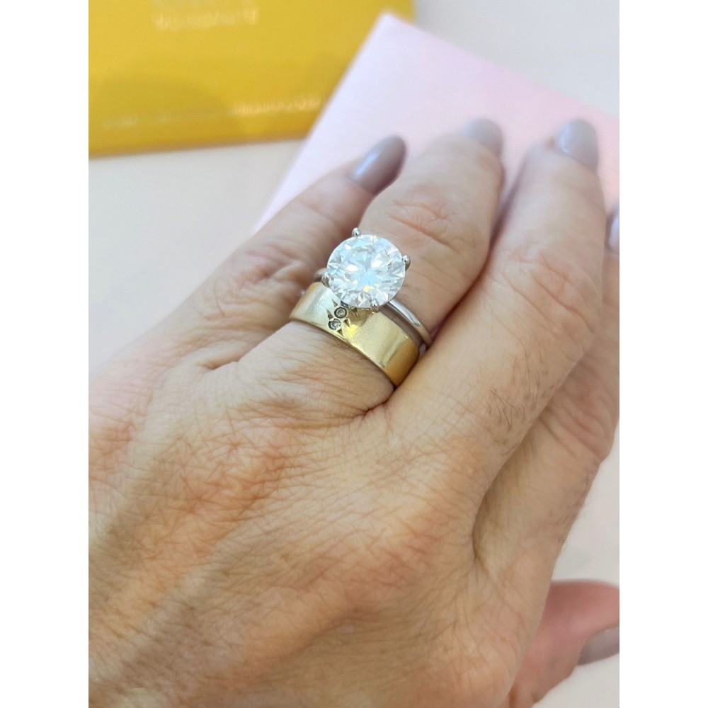 Anel Solitário Moissanite 10M Pta205