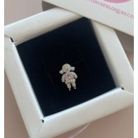 Berloque Filha  Menina  Cravejado Prata 925 Rosa