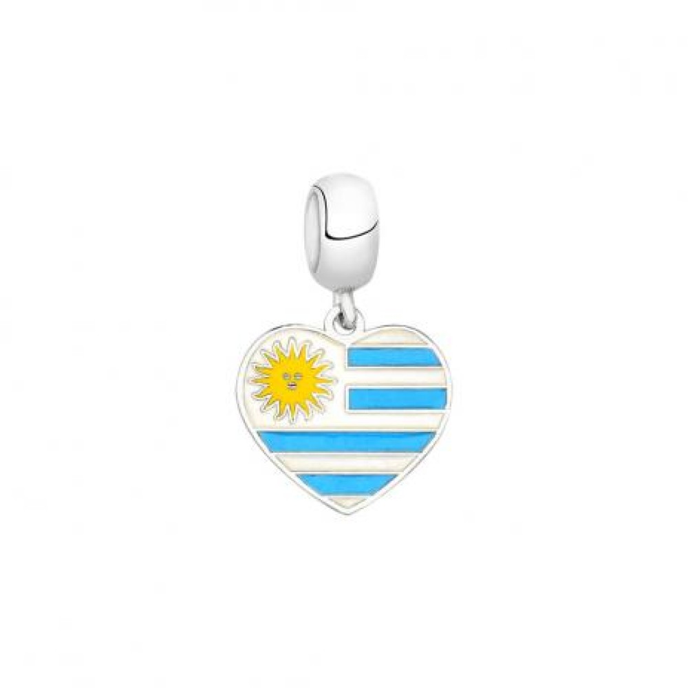 PG-168 Pingente I Love Uruguai em Prata 925 