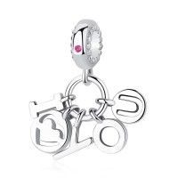PG-224 Pingente Love You em Prata e Zirconia Rosa