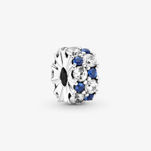 Berloque Flor azul clássica zirconias Prata 925