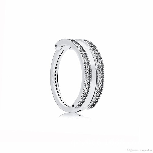 Anel Glamour Real  (3 em 1) Prata e zircônias Brancas 