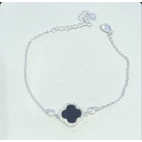 Pulseira  V. C. Trevo onix  Prata 925