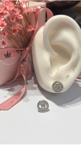 Brincos CH Prata 925 & Zirconias Brancas 