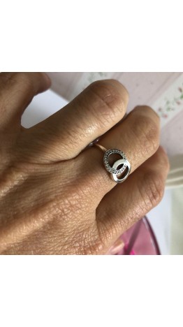 A-39 Anel Duplo Mandala do Amor em Prata e Zirconias 