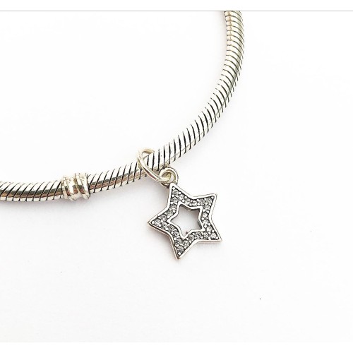 PG-123 Pingente Estrela Prata Cravejado 
