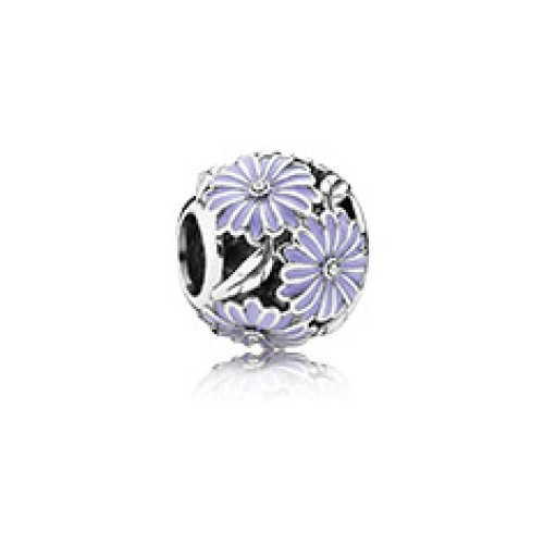 BE-372 Berloque Margarida Lilás em Prata 925 e Esmalte