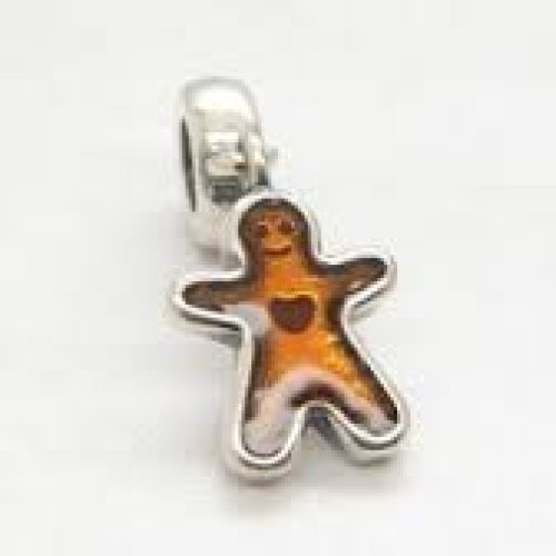 Pingente Boneco de Biscoito em Prata Esmaltado