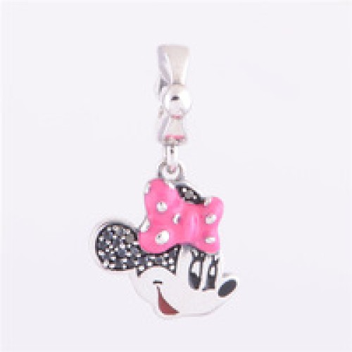 PG-365 Pingente Minnie em Prata  Zircônias Brancas e Esmalte