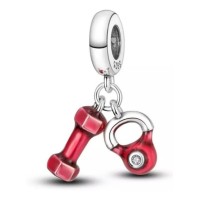 Berloque  CrossFit Prata 925 Esmalte Vermelho 