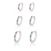 Brincos Trio Argolas Cravejada Prata 925