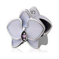 Berloque Orquidea Branca Com zirconia Prata 925 Berloque Orquidea Branca Com zirconia Prata 925