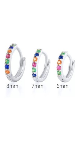 Brincos Trio Argolas Cravejada Prata 925
