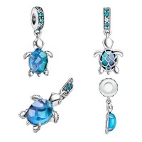 Berloque Tartaruga Azul Prata 925