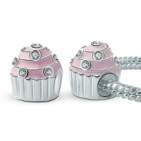 BE-118 Berloque Cupcake Em Prata 925 E Esmalte Rosa e Zieconias BE-118 Berloque Cupcake Em Prata 925 E Esmalte Rosa e Zieconias