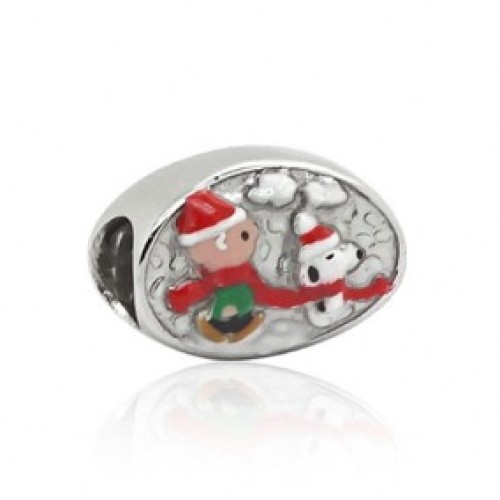 BE-310 Berloque Snoopy e seu amigo Charlie Brown in love Natal
