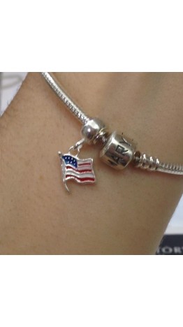 PG-49 Pingente Bandeira dos Estados Unidos Prata/Esmalte