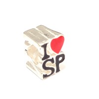  Berloque I Love SP em Prata 925 e Esmalte