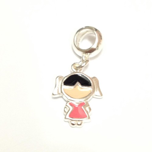 PG-236 Pingente Menininha Sapeca Prata /Esmalte