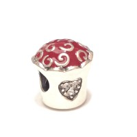  Berloque Torta Romântica em Prata 925 Esmalte E Zircônias