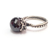 A-40 Anel Em Prata 925 Com Solitário Negro Espinélio.