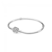 Pulseira fecho cravejado Quadrado Prata 925 Pulseira fecho cravejado Quadrado Prata 925