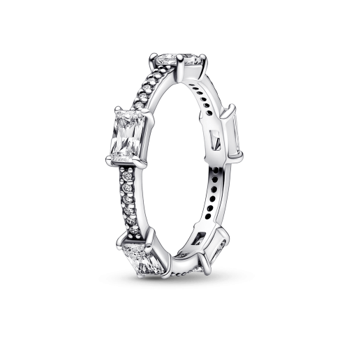 Anel retangulares /zirconias prata 925