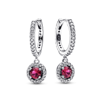 Brincos Argolas crav. Pendente  Rubi prata 925 