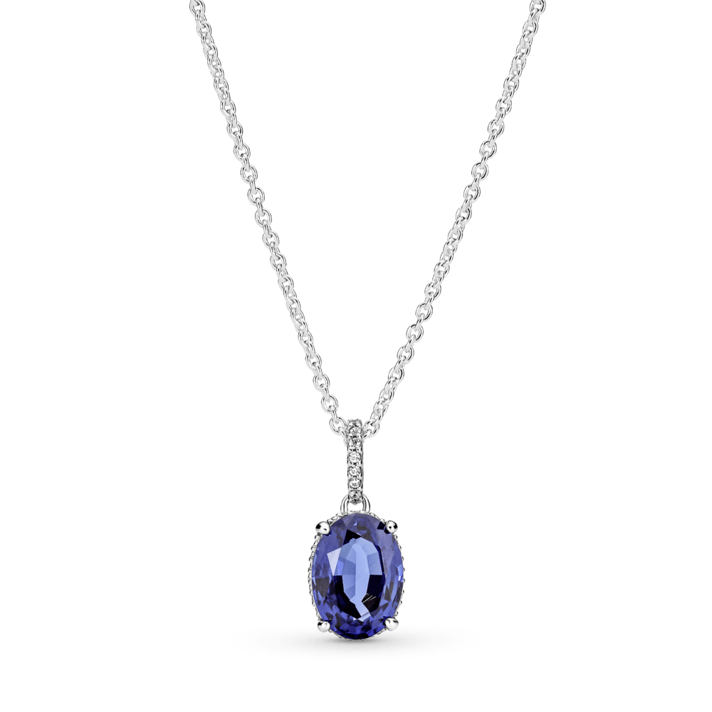 Gargantilha Azul Luxuosa Cristal zirconias Prata925