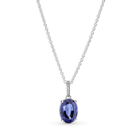 Gargantilha Azul Luxuosa Cristal zirconias Prata925