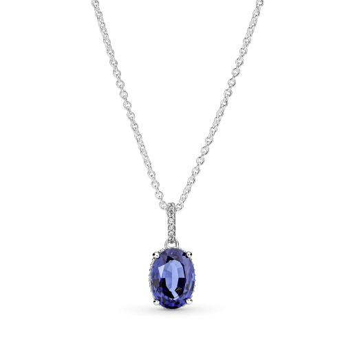 Gargantilha Azul Luxuosa Cristal zirconias Prata925