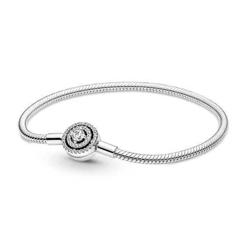 Pulseira Fecho Brilhante Cravejado Prata 925