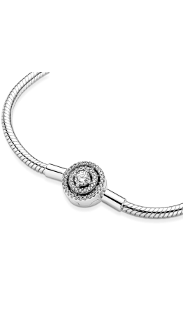 Pulseira Fecho Brilhante Cravejado Prata 925