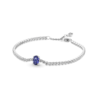 Pulseira Riviera Prata 925 & Zirconia Oval luxo Azul 